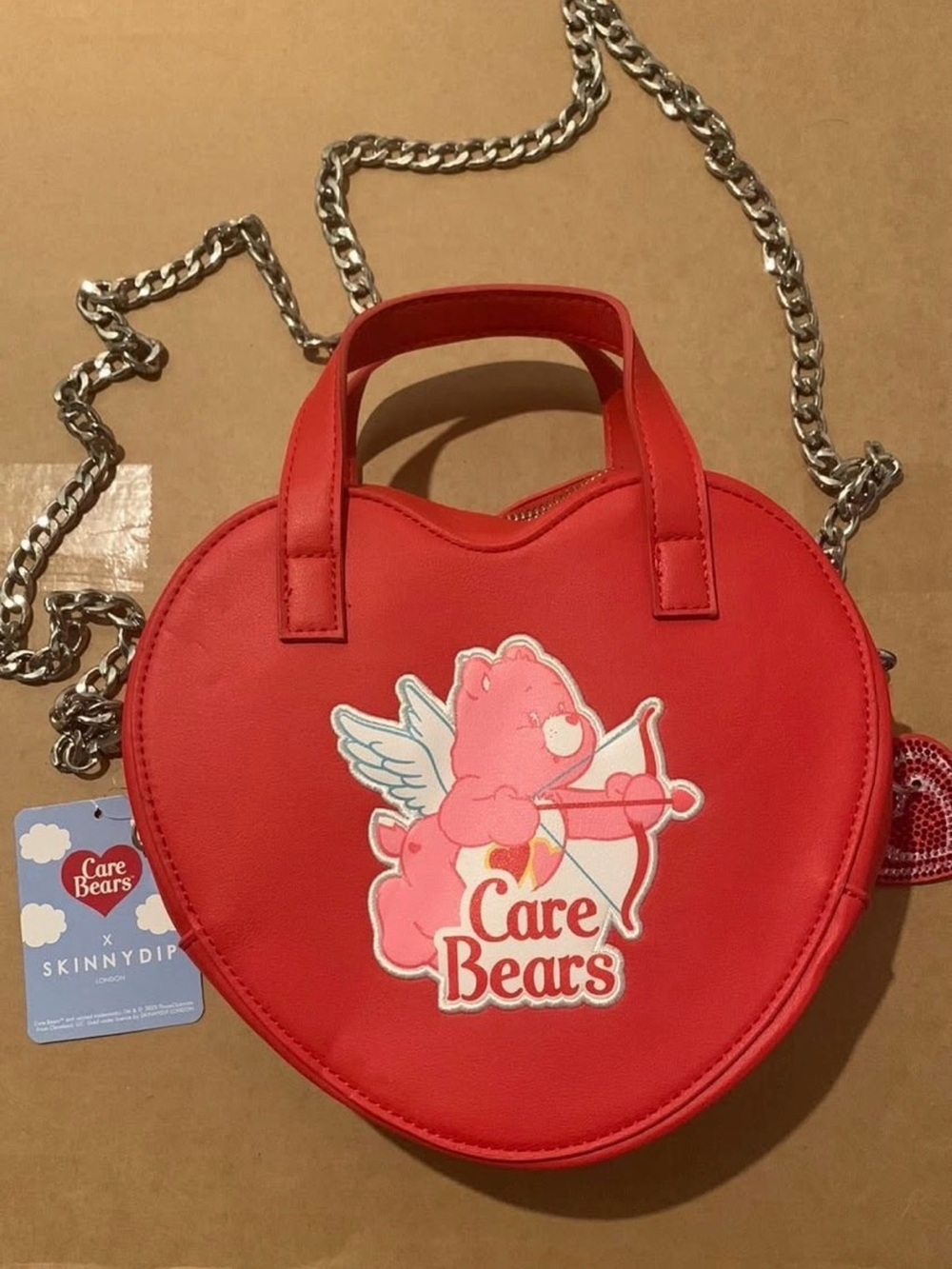 Care Bears x skinny dip red heart cross body purse